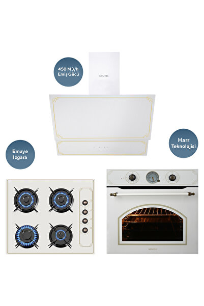 KUMTEL Rustik Bej Cam Ankastre Set