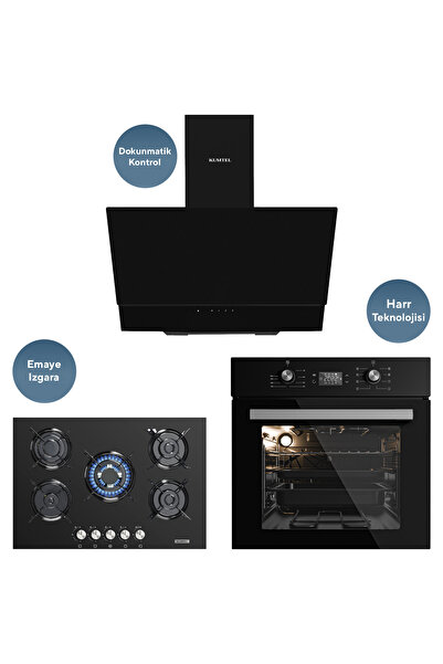 KUMTEL Digital Siyah Ankastre Set 5 Gözlü