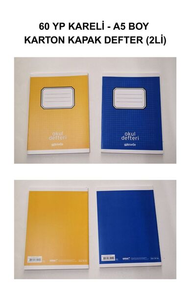 Umur Kırtasiye A5 Boy 60 Yaprak KARELİ Okul Defteri, Karton Kapaklı (2 Adet) ...