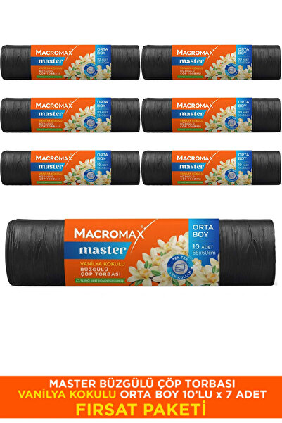 Büzgülü Vanilya Kokulu Çöp Torbası Orta Boy 7 Paket (10'lu) Kokulu Çöp Poşeti