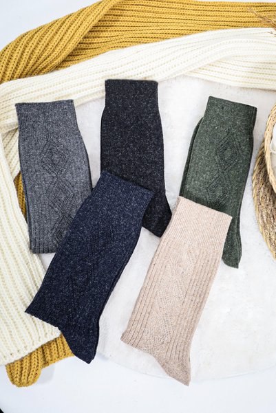 Lüx Kral 5 Pairs Men's Thermal Winter Lambswool Wool Socks