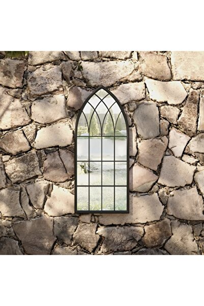 Concept Oglindă de grădină, negru, 70x30 cm, fier uz exterior