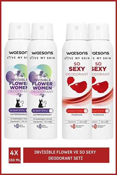 Watsons Invisible Flower 150 ml X2 Ve So Sexy 150 ml X2 Deodorant Seti
