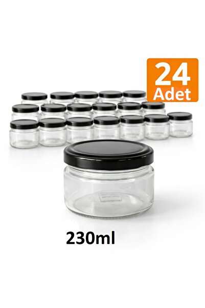 Massteelger Cam Kavanoz 230CC Siyah Kapaklı Magnolia Bal Reçel Tatlı Kavanozu