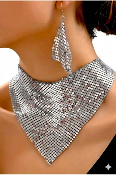 PETEK AKSESUAR شال نموذج درع معدني تصميم قلادة القرط مجموعة