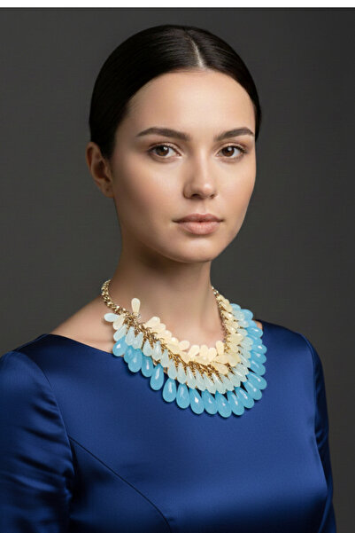 PETEK AKSESUAR قلادة كريستال قطرة مبالغ فيها B