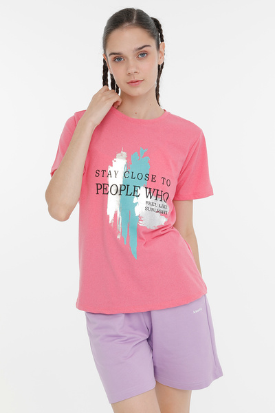 Kinetix Tricou cu mânecă scurtă pentru femei WL LAYLA 11FN17 3PR roz deschis