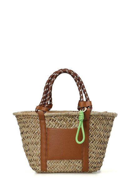 Butigo 4FX Model Sand Colored Women's Handbag - Wicker BGCK