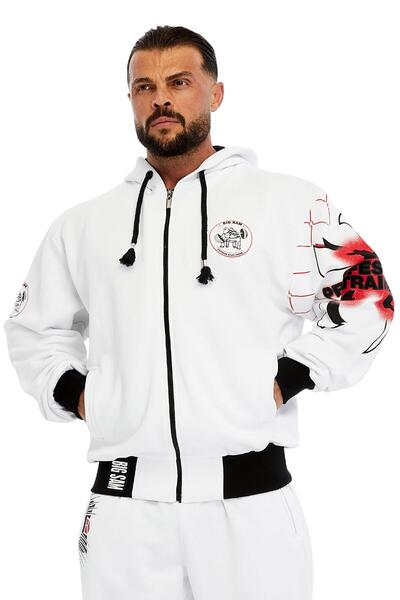 Big Sam Oversized Hooded Zippered Sweatshirt 100% Cotton 3 Thread Without Thread