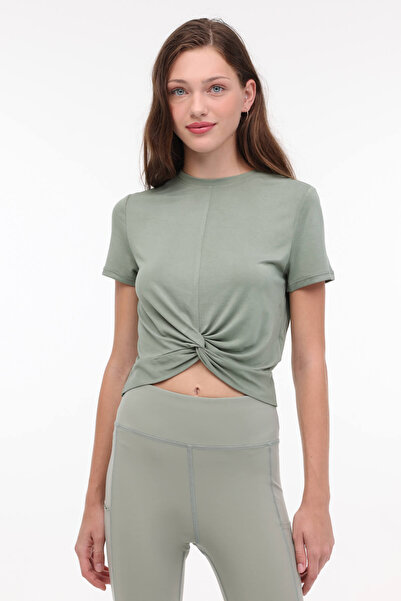 lumberjack Γυναικείο μπλουζάκι Mona με στρογγυλή λαιμόκοψη σε χακί χρώμα