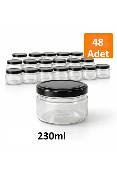 Massteelger Cam Kavanoz 230CC Siyah Kapaklı Magnolia Bal Reçel Tatlı Kavanozu