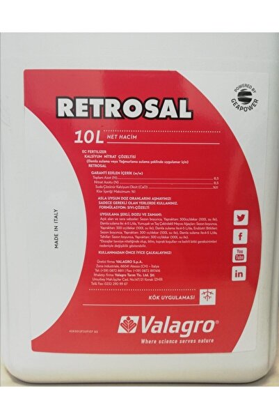 Valagro - Retrosal Kalsiyum Nitrat Çözeltisi- Tuz Giderici Gübre 10 Lt