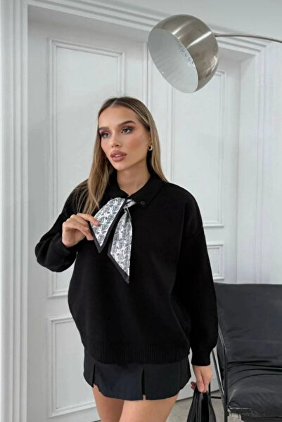 QBZ PULOVER CU GULER FULAR CU BUTONI