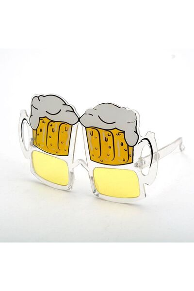 Pandoli Partidolu Bira Gözlüğü Bira Bardağı Şekilli Sarı Renk Gözlük Oktoberf...