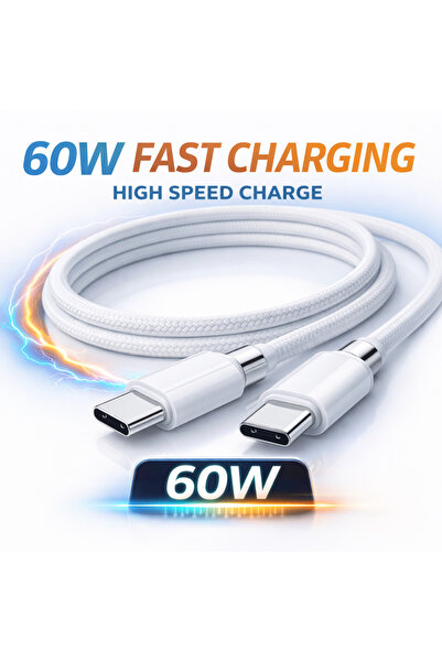 Universal 60W Type-C to Type-C Hızlı Şarj Kablosu 1 Metre – PD Destekli Süper...