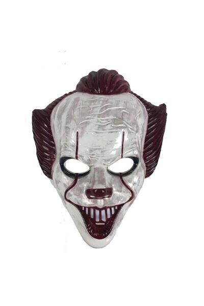 partidolu Halloween Plastik Katil Palyaço Maskesi Killer Clown Mask.