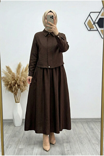 BENAHOLL Akgül Κοστούμι με κρυφό φερμουάρ και φούστα- SHA1185 Καφέ