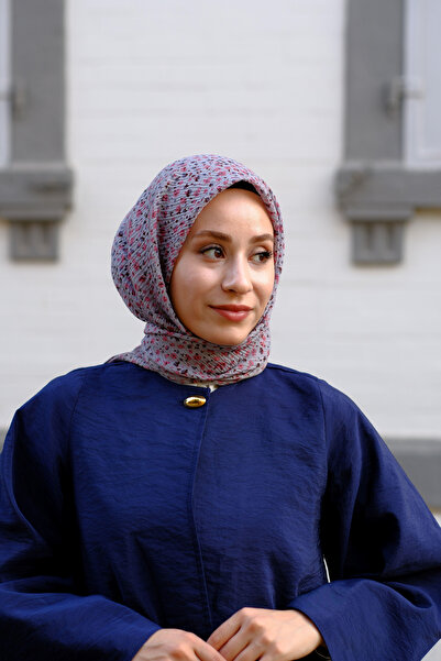 İPEKSTİL Çiçek Desenli Bürümcük Eşarp GRİ