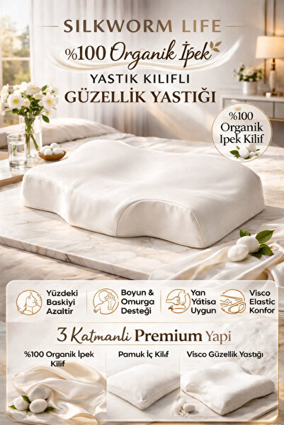 silkwormlife Visco Güzellik Yastığı – Yüz Kırışıklık Karşıtı, % 100 Doğal İpe...