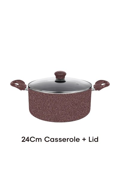 Bisbell 9-Piece Granite Cookware Set,Nonstick Pot with Glass Lids,Casserole,Fry Pan,Saucepan,Nylon Utensils