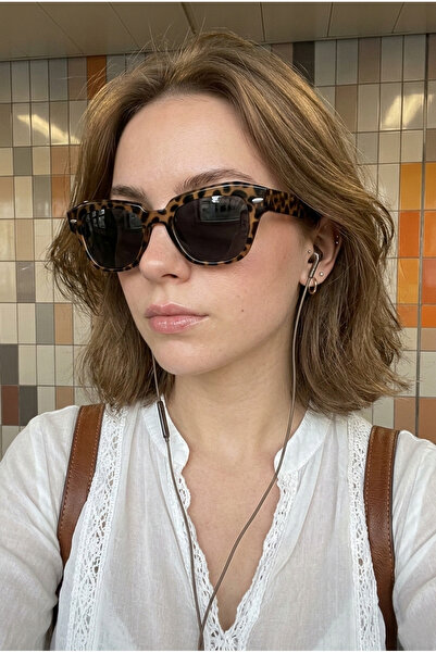 Houseofeyeris LEOVIA LEOPAR ÇERÇEVE – Cat-Eye/Dikdörtgen GÜNEŞ GÖZLÜĞÜ – Siya...