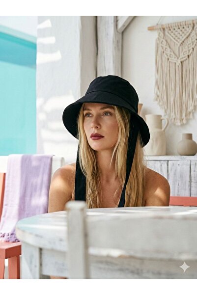 Trend Şapka 14772 Μαύρο καπέλο bucket με κορδόνι