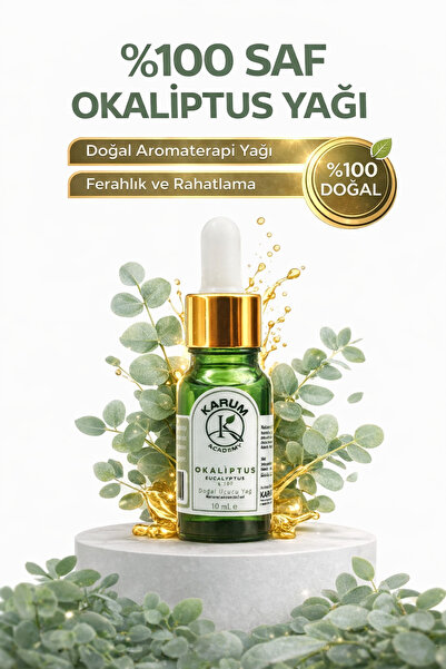 KARUM Okaliptus Uçucu Yağ %100 Saf ve Doğal Buhurdanlık Yağı Difüzör Yağı Cam...