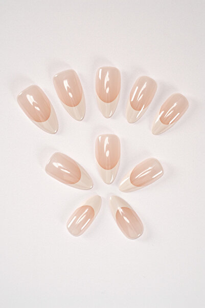 POP Beauty Takma Tırnak Seti & Zararsız Yapıştırıcı, Glazed Donut French Hail...