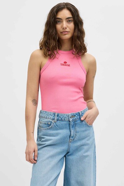 JJXX JXFOREST STR SL RIB EMB T Pembe Kadın Kısa Kol T-Shirt