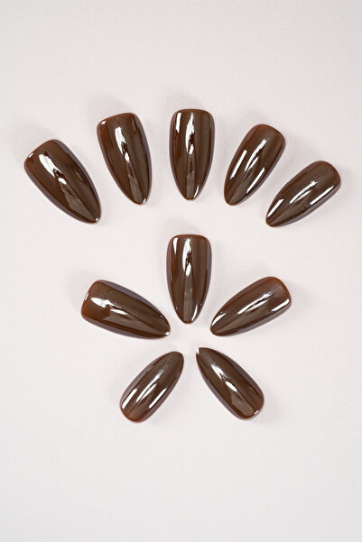 POP Beauty Takma Tırnak Seti & Zararsız Yapıştırıcı, Glazed Chocolate Donut H...