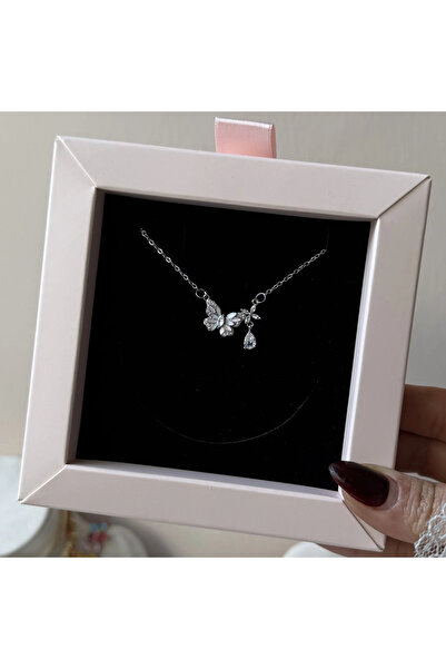 Vintagezegeni Taşlı Minimal Kelebek Kolye