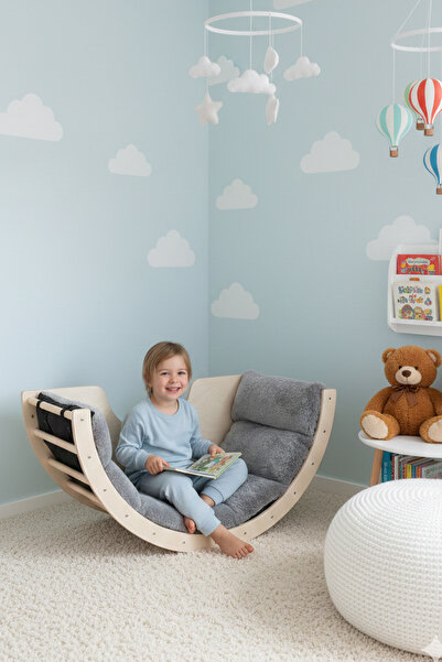 ROZİTOYS Pikler Doğal Ahşap Montessori Motor Gelişim Halkası, Çok Fonksiyonlu...