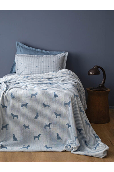 Apricitas HOME Tek Kişilik Rex Mavi Battaniyeli Çarşaf Set