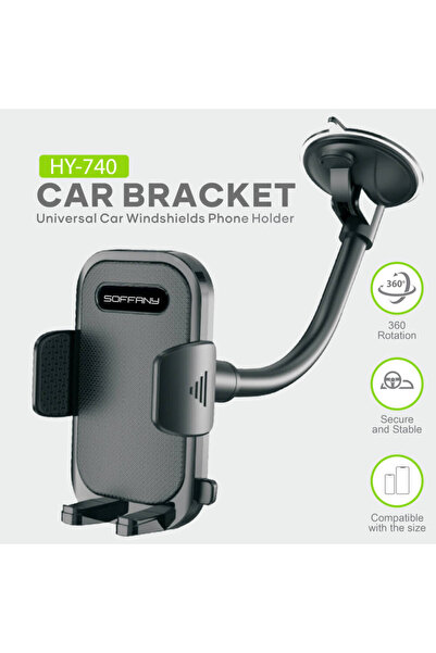 Soffany HY-740 HY-740 360° Cam Vantuzlu Araç İçi Telefon Tutucu