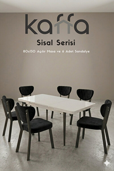 Kaffahome Sisal 6 Kişilik Açılır Masa Sandalye Takımı Mutfak Masası Takımı 6 ...