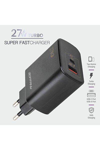 Soffany SY226 SY-226 USB-A + USB-C Süper Hızlı Şarj Başlığı