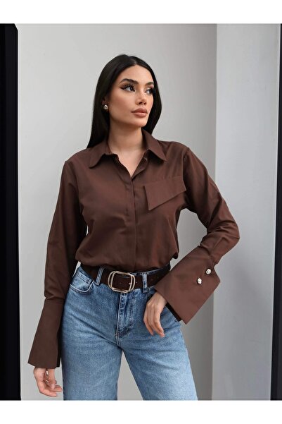 ESRAHELVACI Καφέ πουκάμισο με μανσέτες