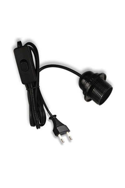 Örgün Aydınlatma Arapuarlı Aç Kapa Anahtarlı Fişli Kablo Duy 2 Metre Siyah 1656