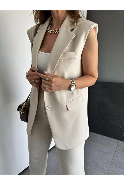 GAMZE ALPTEKİN Zr Model Brand Vestă căptușită Set pantaloni - Pantaloni morco...