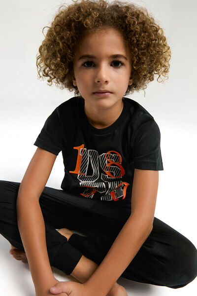 U.S. Polo Assn. Σετ αγοριού μαύρη κοντομάνικη πιτζάμες