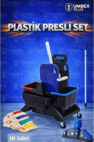 UMBEX PLUS UMBEX Çift Kovalı Krom Temizlik Arabası Paspas Arabası Islak Mop S...