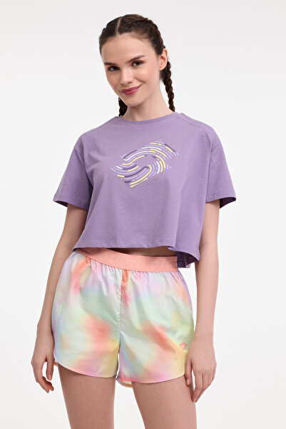 Lotto W-SHINEN TEE 5FX Mor Kadın Kısa Kol T-Shirt