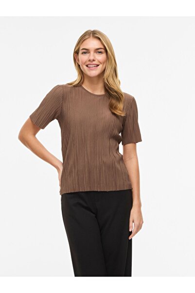 VILA Oberteil mit kurzen Ärmeln VIPLISA Plissierter