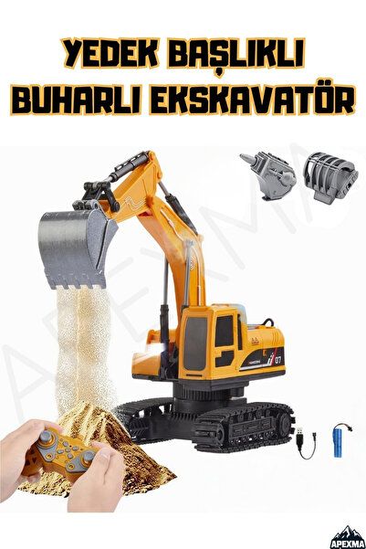 Toy 2.4GHz Remote Control Rechargeable Lighted Steam Ejecting Crawler Movable Bucket Rc Excavator