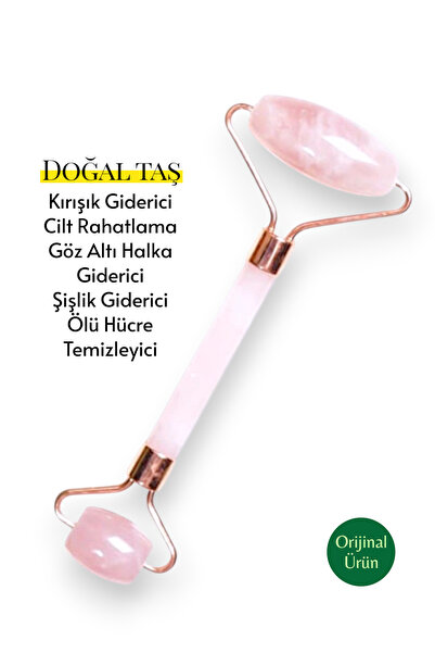 Hanedan Hediyelik Doğal Pembe Kuvars Taşı Yüz Alın Göz Kenarı Masaj Aleti