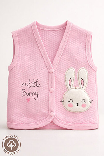 Miniel Kız Bebek Little Bunny Nakışlı Organik Pamuklu 3-6-9 Ay Kapitone Bebek...