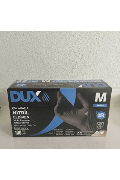 DUX Çok Amaçlı Nitril Eldiven M Beden 100 lü Siyah (Black) Nitrile Gloves