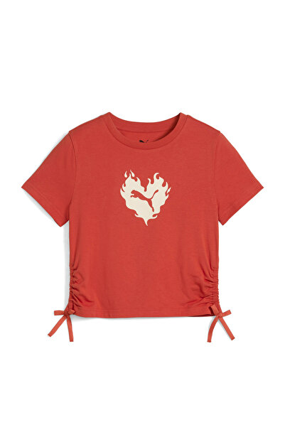 Puma FLAMING LOVE Knotted Tee Kırmızı Kız Çocuk Kısa Kol T-Shirt