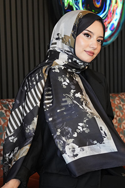 AFVENTE Retro Çiçek Desen Bej Soft Pamuk Şal