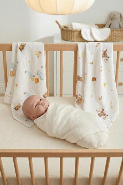 LUCKKA Little Organic's | 3’lü %100 Organik Pamuk Müslin Örtü - Battaniye Seti 75x80 cm | Oeko-tex | Gots -